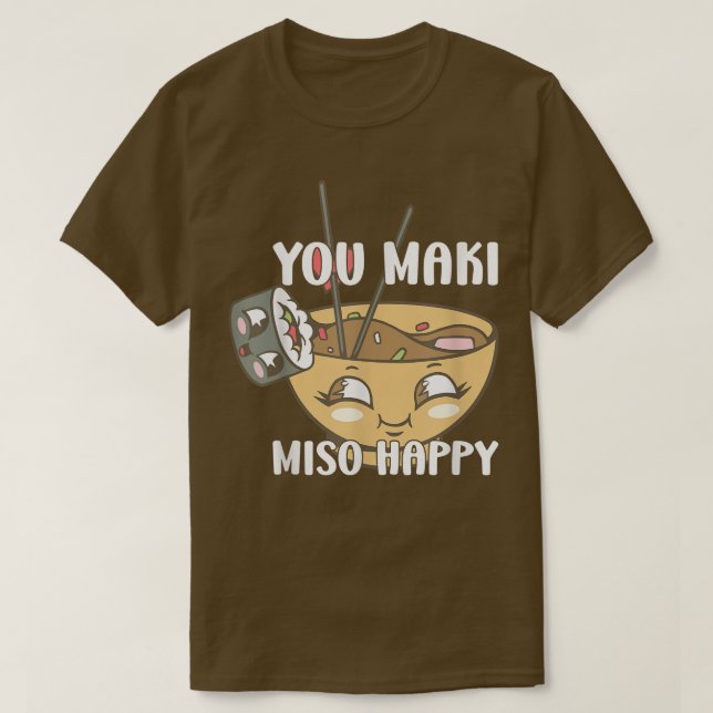Camiseta Amantes del sushi de fideos japoneses felices de M (Diseño del anverso)