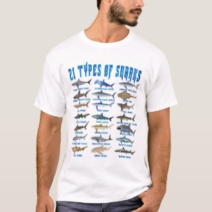 Camiseta Amantes Del Tiburón 21 Tipos De Animales Oceánicos