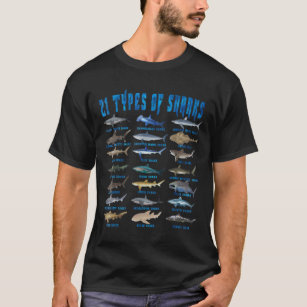Camiseta Amantes Del Tiburón 21 Tipos De Animales Oceánicos
