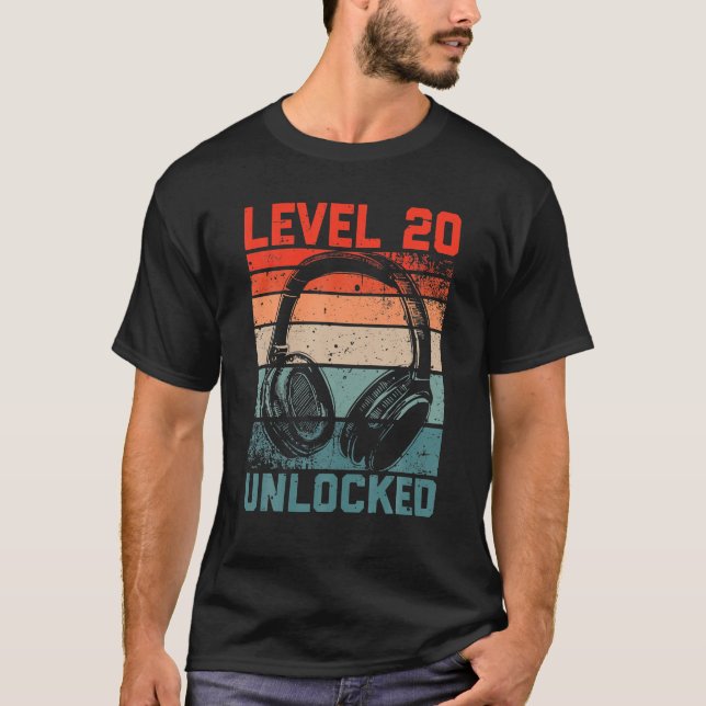 Camiseta Amantes del videojugador de nivel 20 desbloqueado  (Anverso)
