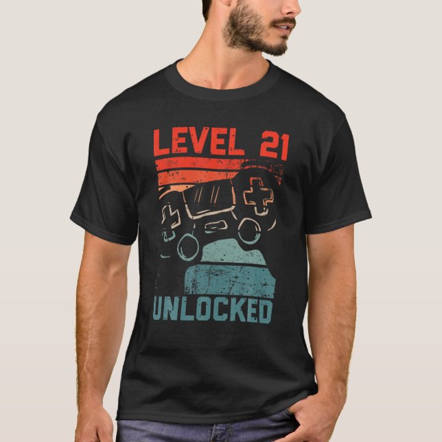Camiseta Amantes del videojugador de nivel 21 desbloqueado  (Anverso)