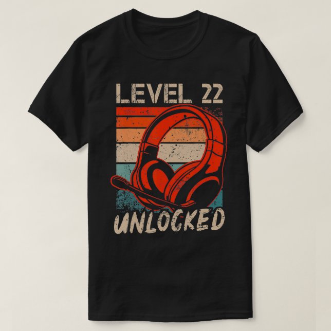 Camiseta Amantes del videojugador de nivel 22 desbloqueado  (Diseño del anverso)