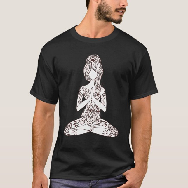 Camiseta Amantes del yoga Chica Tattooed Meditación Amantes (Anverso)