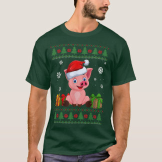 Camiseta Amantes divertidos de los cerdos Cute Pig Santa Ha