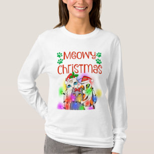 Camiseta Amantes divertidos del gato del navidad de la