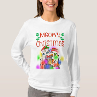 Camiseta Amantes divertidos del gato del navidad de la