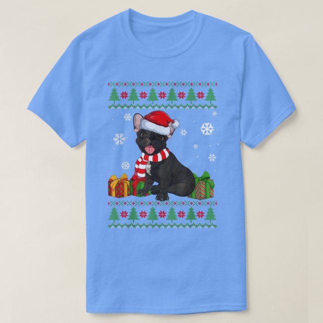 Camiseta Amantes divertidos del perro Bulldog a Navidades f (Diseño del anverso)