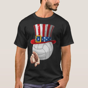 Camiseta Amantes divertidos del voleibol tío Sam 4 De Julio