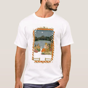 Camiseta Amantes en una terraza por un lago iluminado por