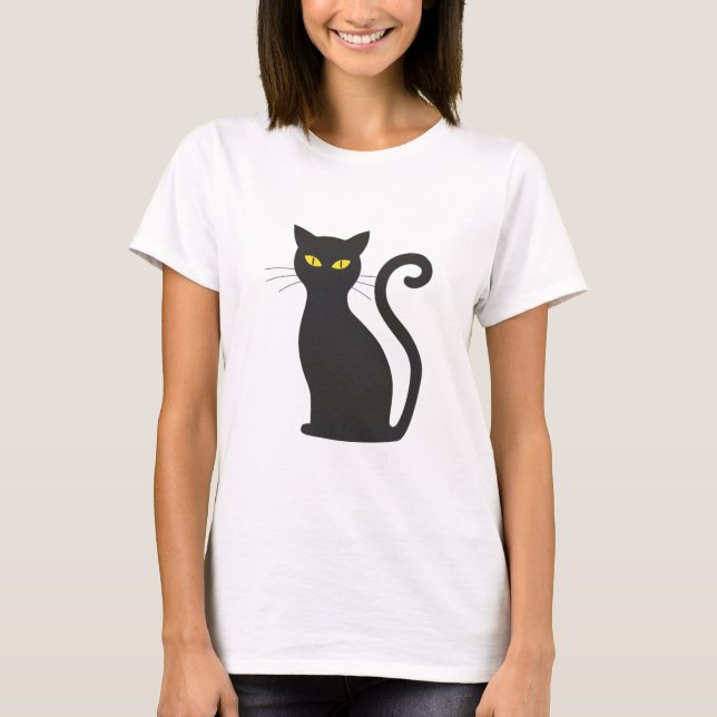 Camiseta Amantes simples de gatos de gatito negro lindo (Anverso)