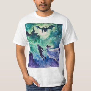 Camiseta Amantes voladores - Pintura de acuarela