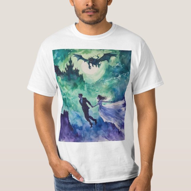 Camiseta Amantes voladores - Pintura de acuarela (Anverso)
