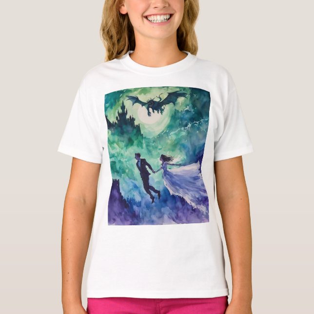 Camiseta Amantes voladores - Pintura de acuarela (Anverso)