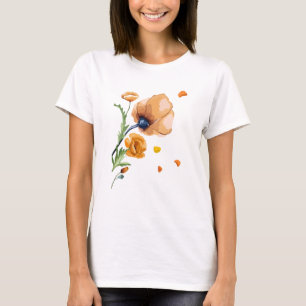 Camiseta amapola acuarela naranja