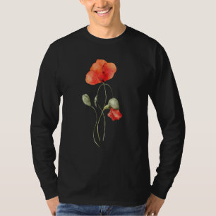 Camiseta Amapola Acuarela Semillas de Amapola Rojas Botánic