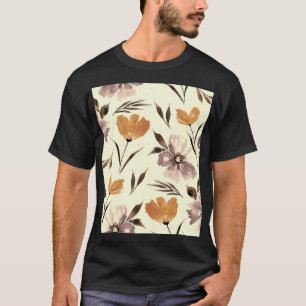 Camiseta Amapola de color de agua, patrón floral abstracto.