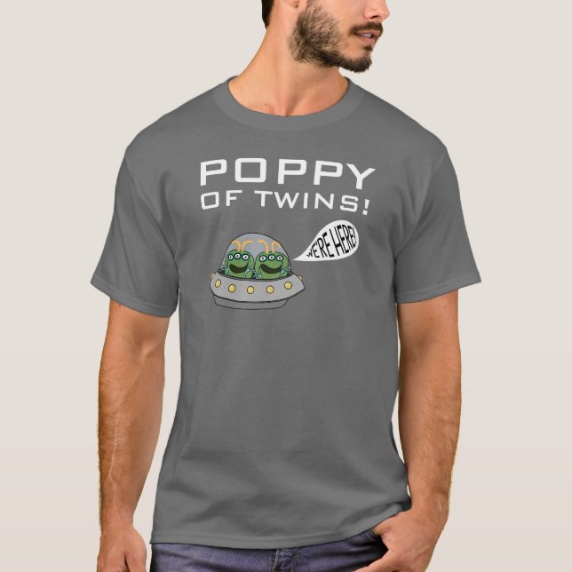 Camiseta ¡Amapola de gemelos "estamos aquí! " (Anverso)