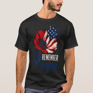 Camiseta Amapola Patriótica Recuerda Honor Bandera American