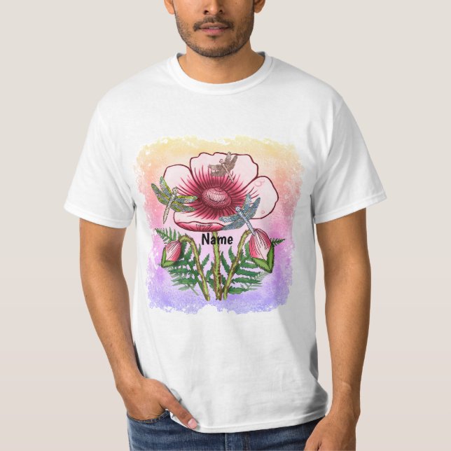 Camiseta Amapola roja libélula  (Anverso)