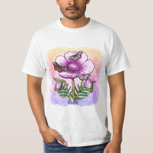 Camiseta Amapola Rosa Mariposa  (Anverso)