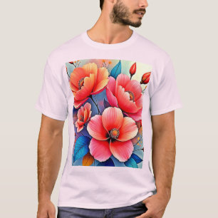 Camiseta Amapolas Elegantes: Arte de la Naturaleza Radiante