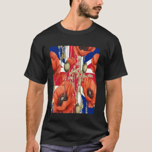 Camiseta Amapolas Rojas Con Fondo de Union Jack