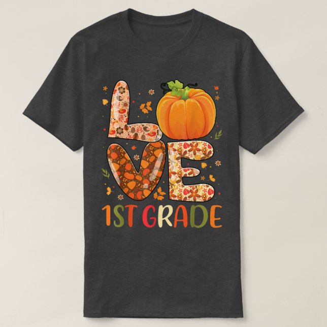 Camiseta Amar 1º Grado Feliz Otoño Stud de Maestros Otoño (Diseño del anverso)