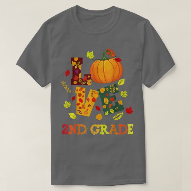 Camiseta Amar 2º grado Feliz Otoño Stud de Maestros Otoño (Diseño del anverso)