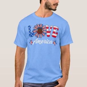 Camiseta Amar a América Sunflower 4 de Julio Celebración po