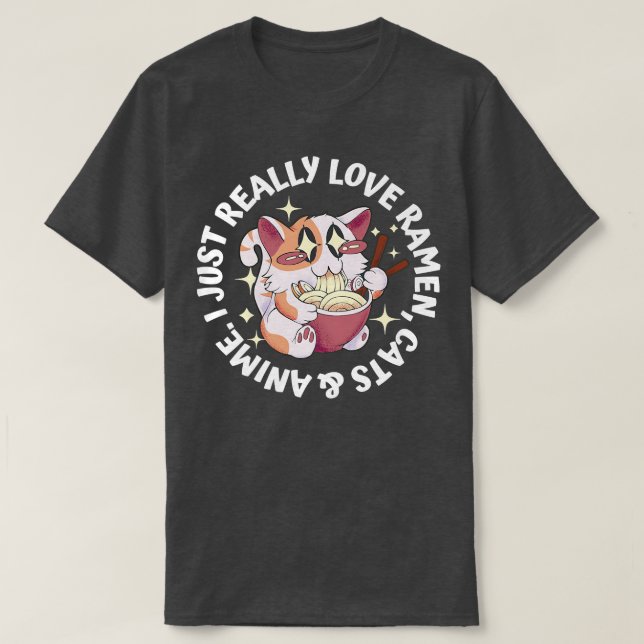 Camiseta Amar a Anime, gatos y Chica japonés de Ramen Moe O (Diseño del anverso)