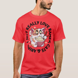 Camiseta Amar a Anime, gatos y Ramen - El Chica japonés Moe