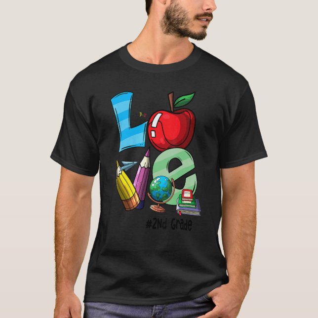 Camiseta Amar a Apple de 2º grado de vuelta a la escuela de (Anverso)