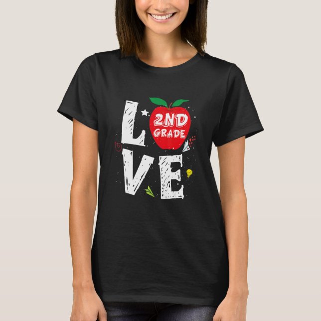 Camiseta Amar a Apple de 2º Grado y volver a la escuela (Anverso)