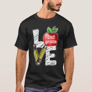 Camiseta Amar a Apple de 2º Grado y volver a la escuela
