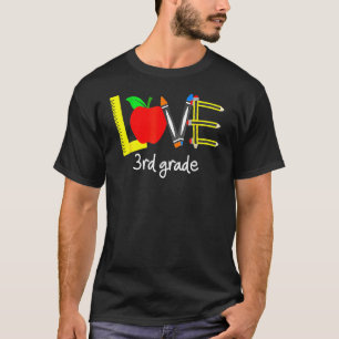 Camiseta Amar a Apple de 3er grado de vuelta a la escuela d