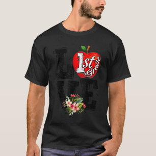 Camiseta Amar a Apple de primer grado de vuelta a la escuel