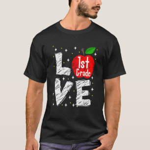 Camiseta Amar a Apple de primer grado de vuelta a la escuel