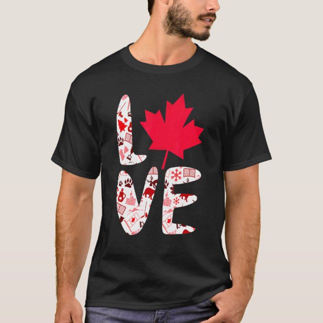 Camiseta Amar a Canadá deja arce a cuerdo día canadiense (Anverso)