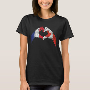 Camiseta Amar a Francia Bandera de Canadá cosecha combinada