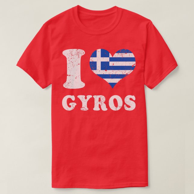 Camiseta Amar a Gyros Alimentos griegos Bandera de Grecia (Diseño del anverso)