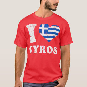 Camiseta Amar a Gyros Alimentos griegos Bandera de Grecia