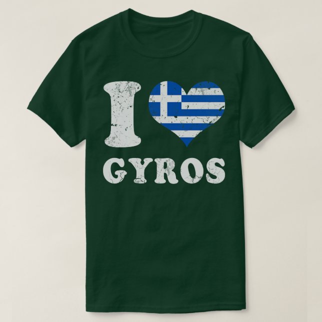 Camiseta Amar a Gyros Alimentos griegos Bandera de Grecia (Diseño del anverso)