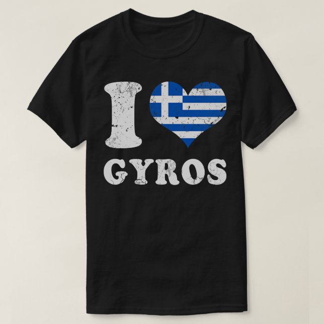 Camiseta Amar a Gyros Alimentos griegos Bandera de Grecia (Diseño del anverso)