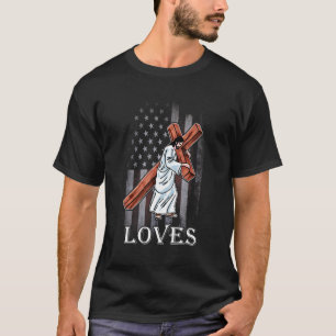 Camiseta Amar a Jesús y Estados Unidos También Bandera De E