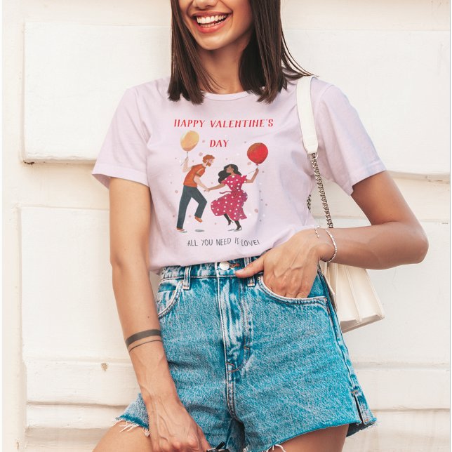 Camiseta Amar a la adorable gente de baile rosa y rojo San  (Subido por el creador)
