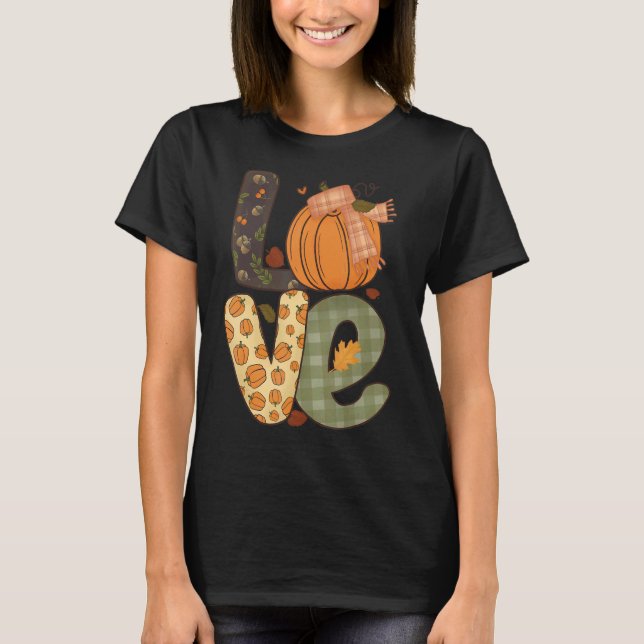 Camiseta Amar A La Calabaza Tapada Caída De Otoño Familia P (Anverso)