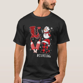 Camiseta Amar a la enfermera CVICU Vida de Snowman Syringe