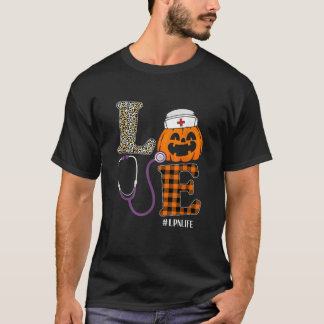 Camiseta Amar a la enfermera LPN Leopard Pumpkin Halloween 