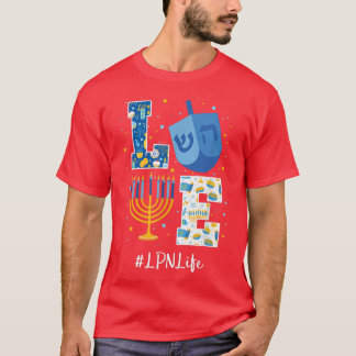 Camiseta Amar a la enfermera práctica de LPN Hanukkah Chanu