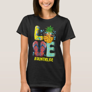 Camiseta Amar a la tía Vida Flip Flops Hippie Pineapple Sum